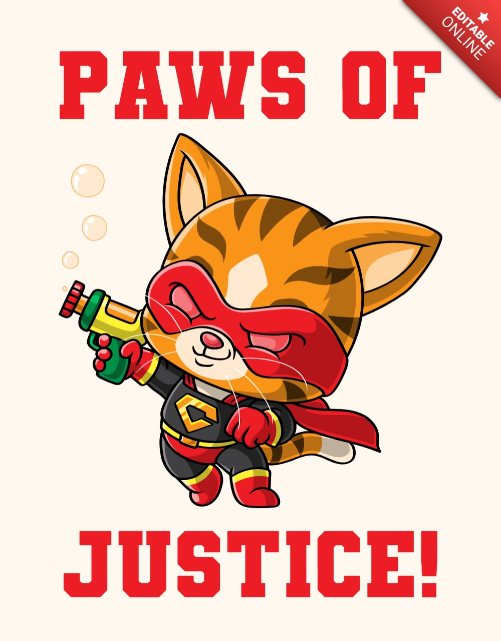 Paws of Justice: editierbare Designvorlage für Kinderbekleidung