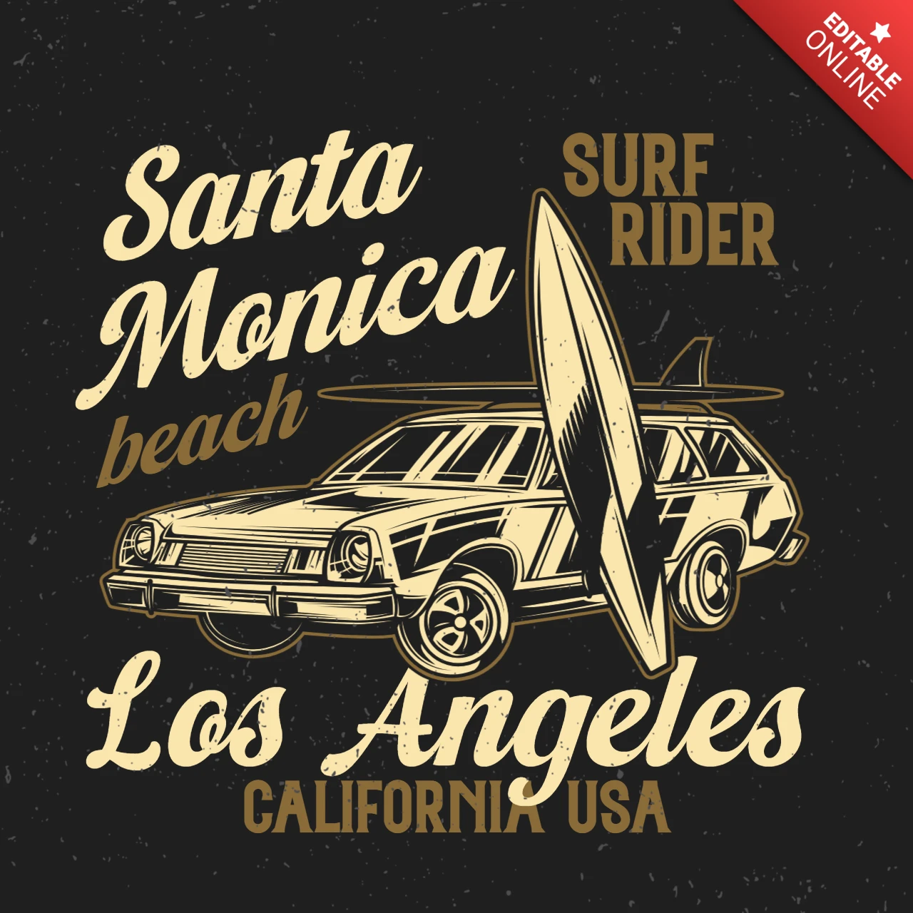 Car And Surfing Boards T-Shirt Design Template