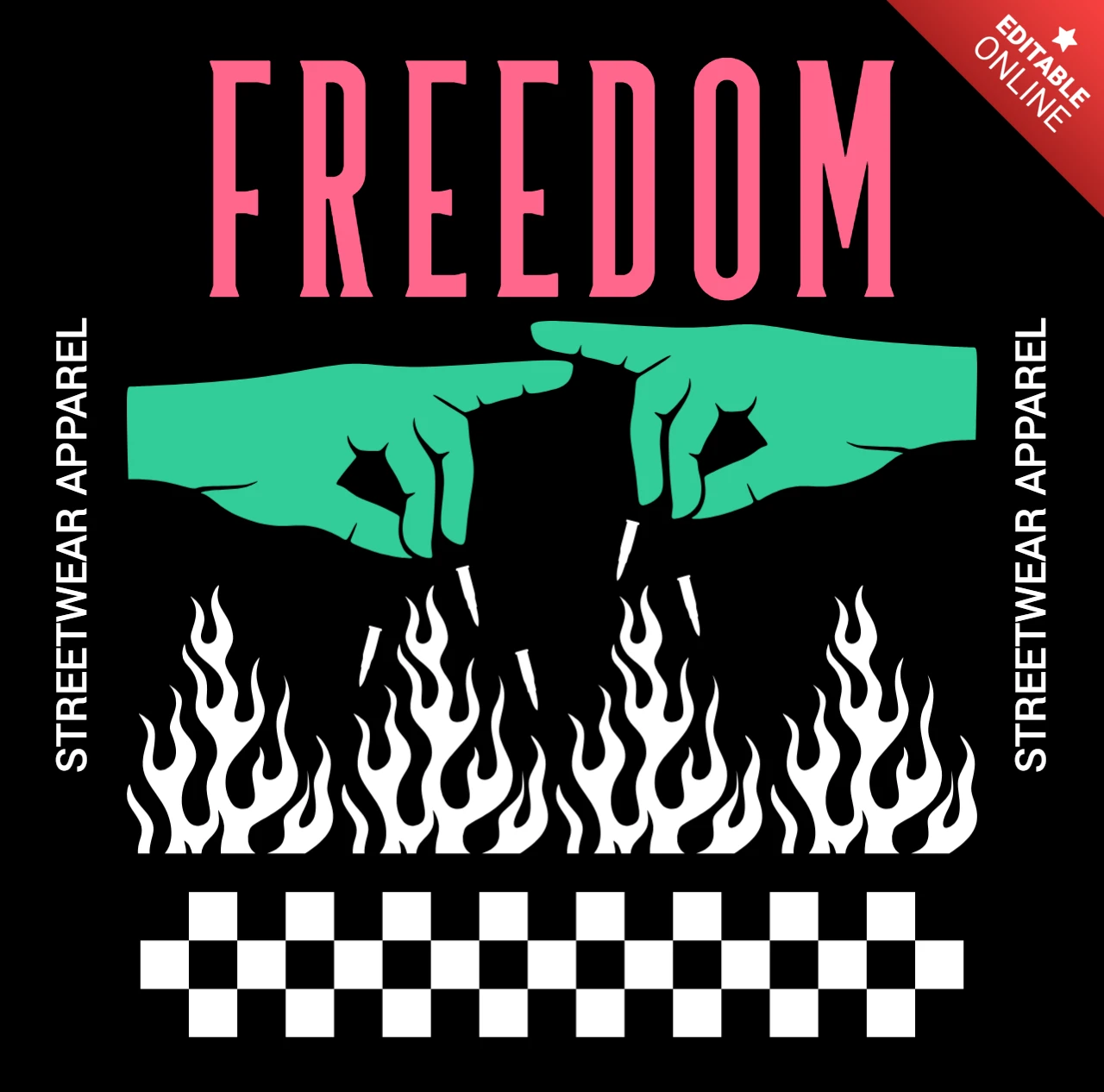 Freedom Hands Graphic Design Template for Streetwear Apparel