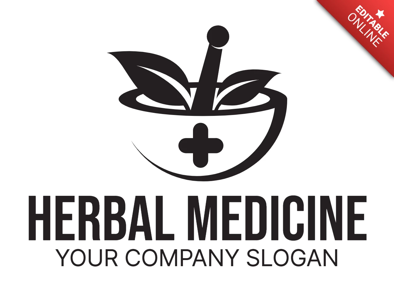 Herbal Medicine Logo Design Template Black