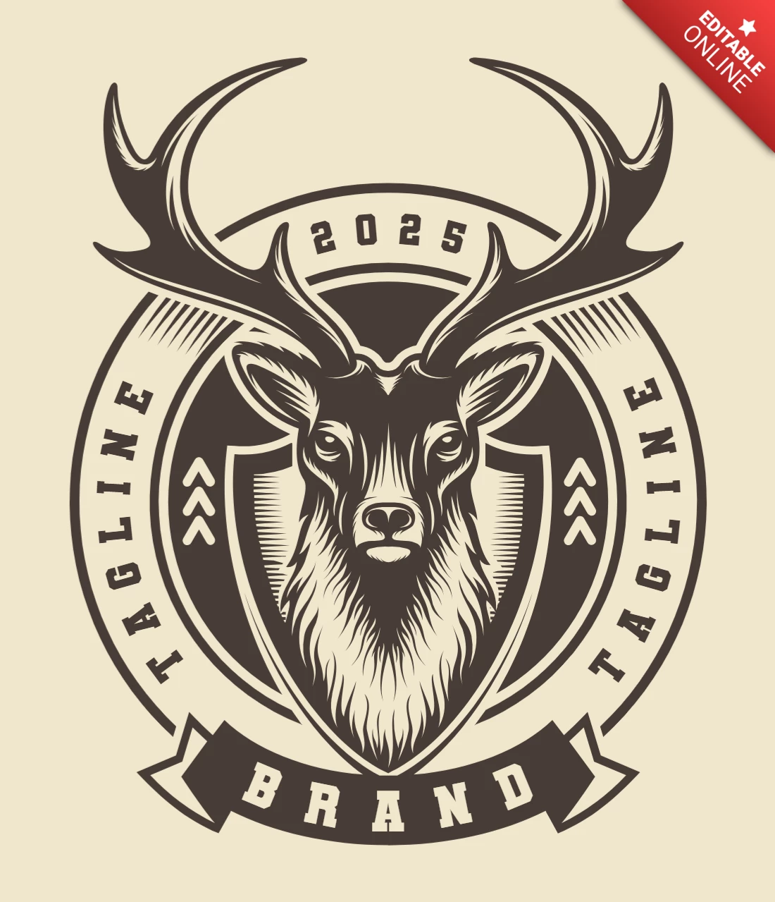 Modello di logo del timbro del cervo