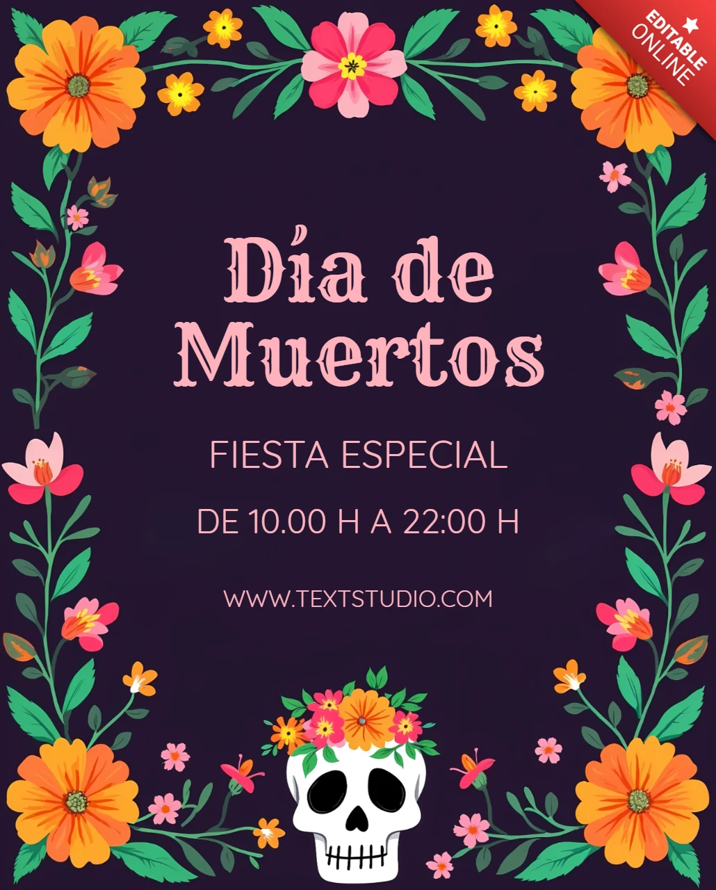 Colorful Día de Muertos Celebration Template with Floral Design for Posters