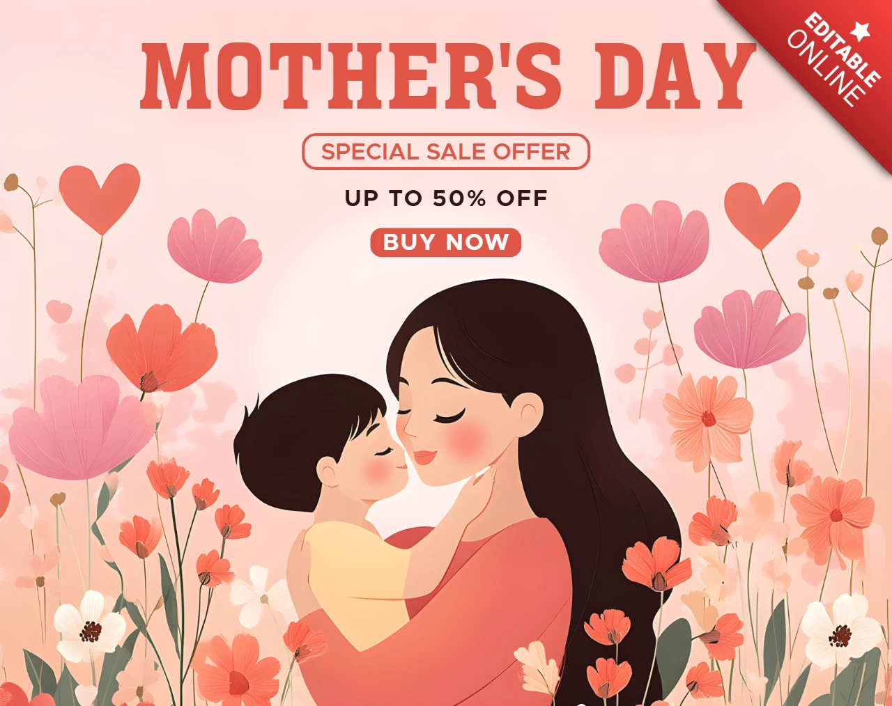 Moederdag bloemsjabloon voor speciale aanbiedingen