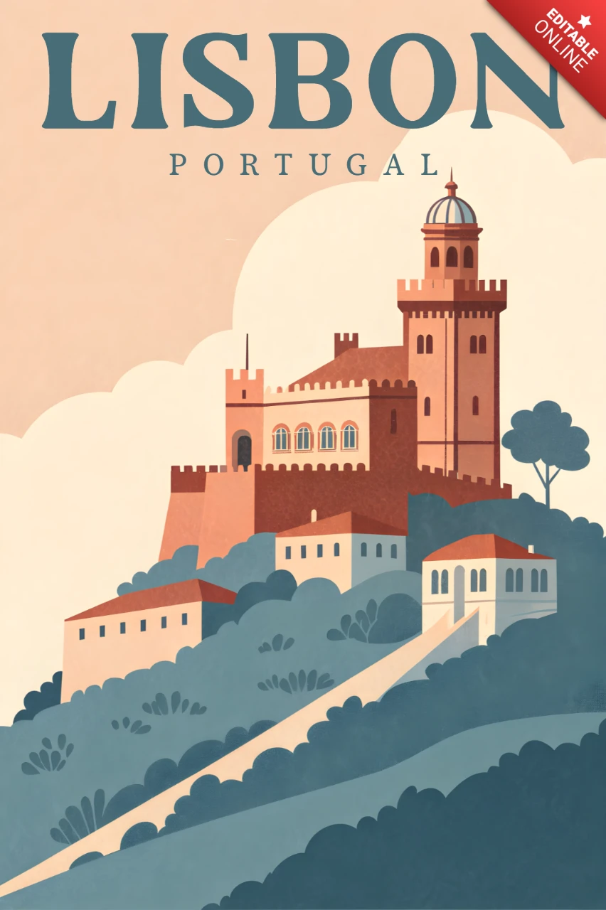 Lisboa Sintra Portugal design vintage para pôsteres de viagem impressos