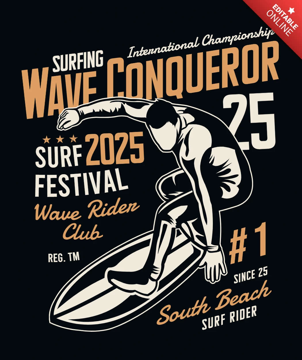 Surfing Championship T-shirt Design Template