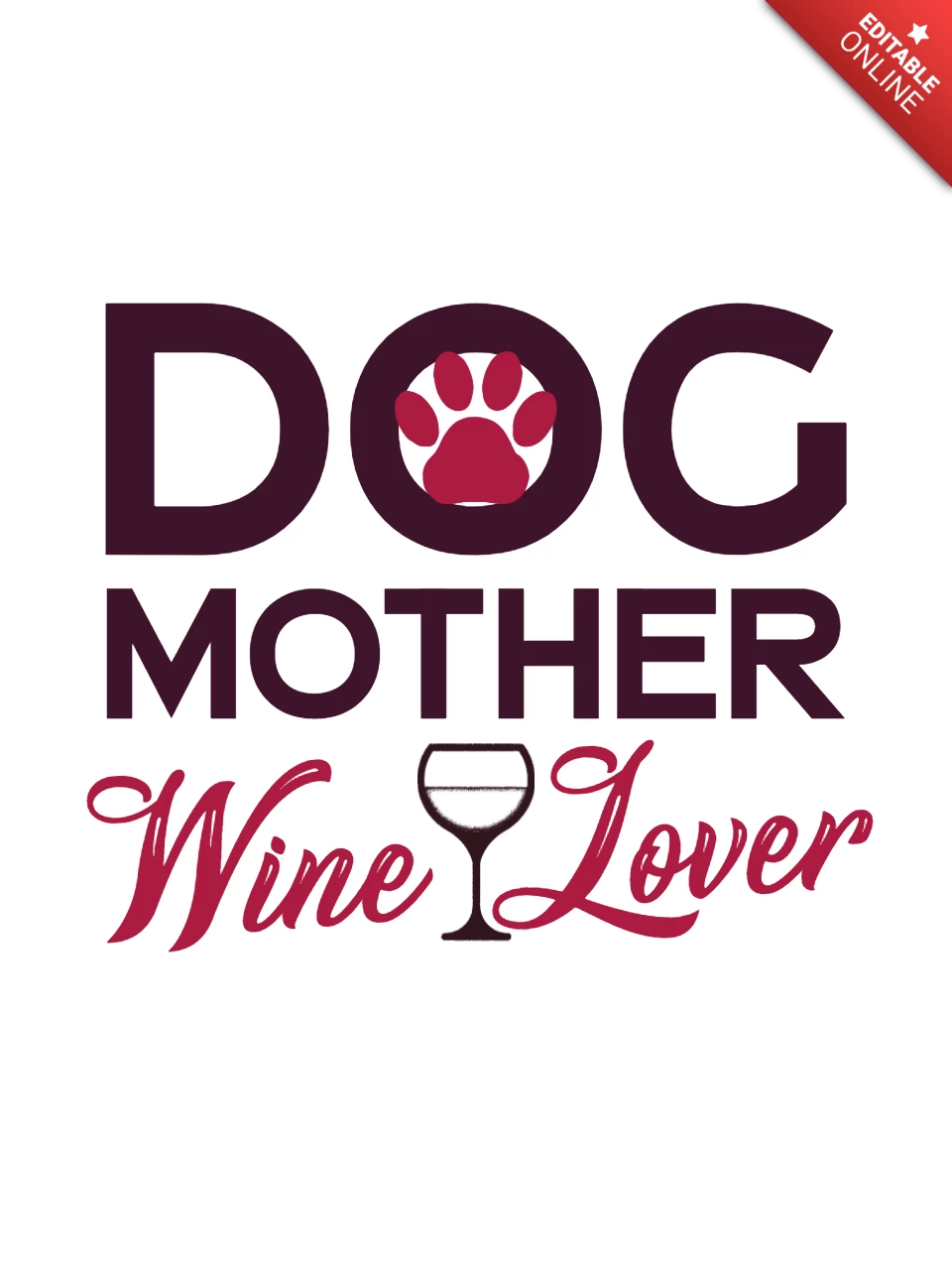 Día de la madre perro madre amante del vino diseño de la plantilla de la camiseta