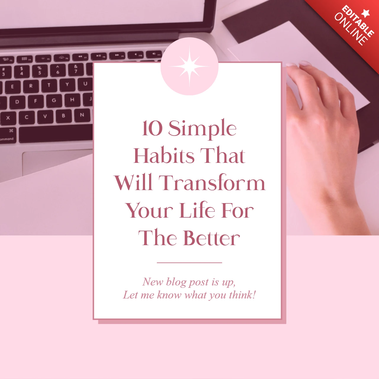 Pink Life Habit Quote Instagram Post Design Template