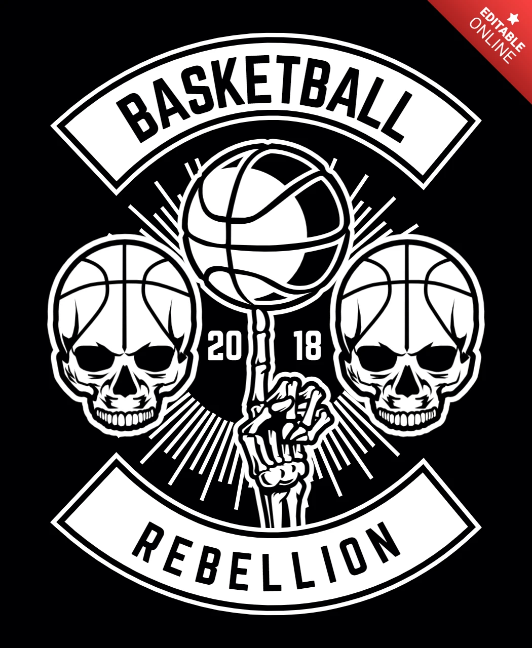 Modelo de design de camiseta de rebelião de basquete