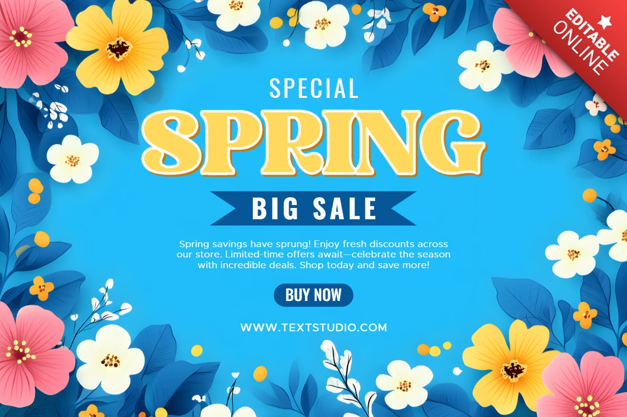 Modèle de vente de fleurs de printemps - éditable style vintage vibrant