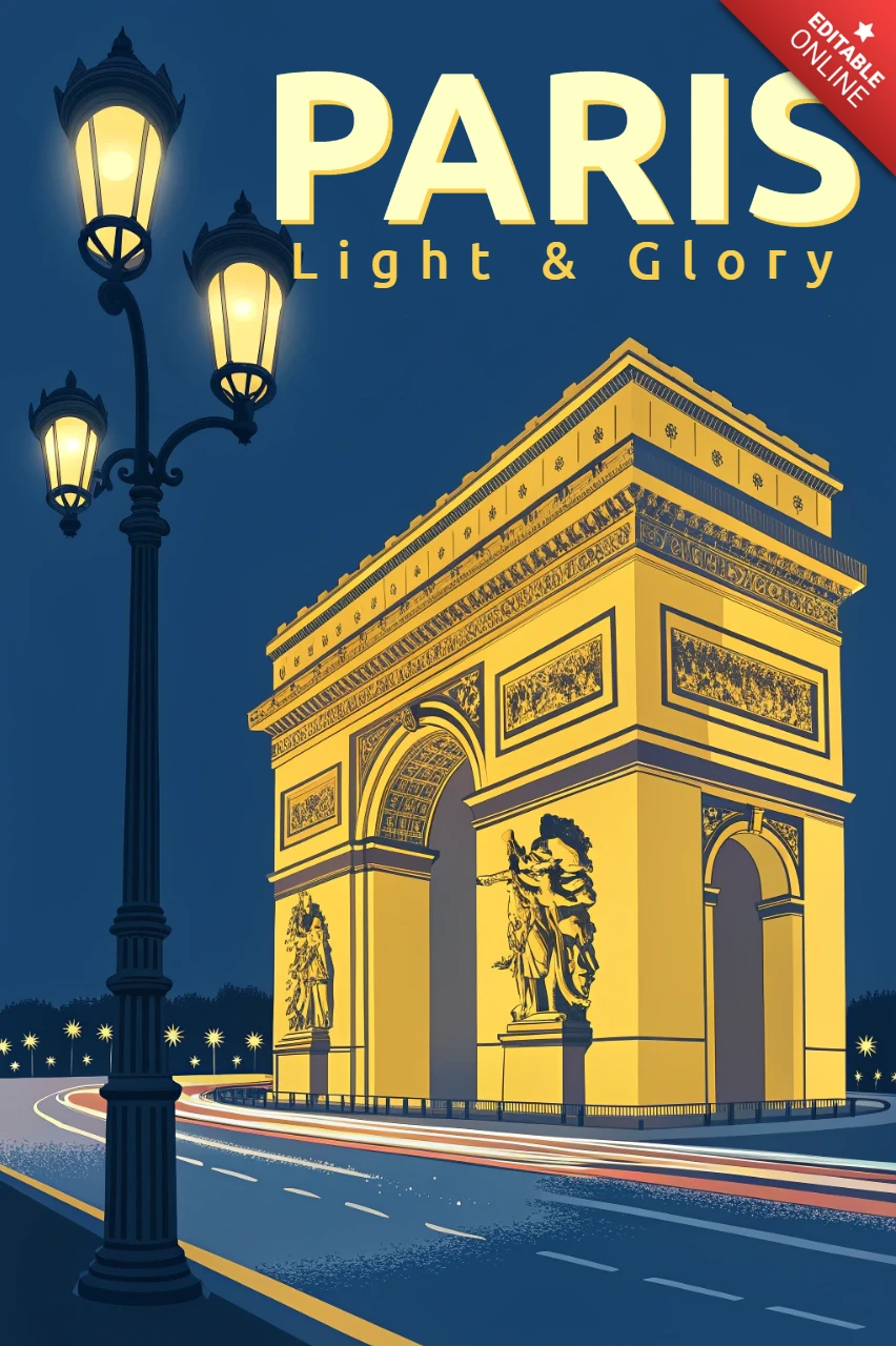 Template de design do arco do triunfo de Paris para pôsteres