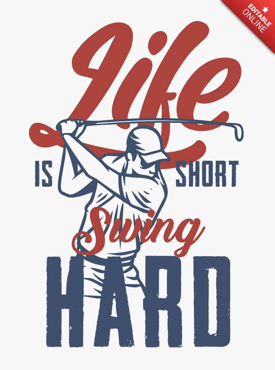 Golfer Quote Vintage Poster Design Template