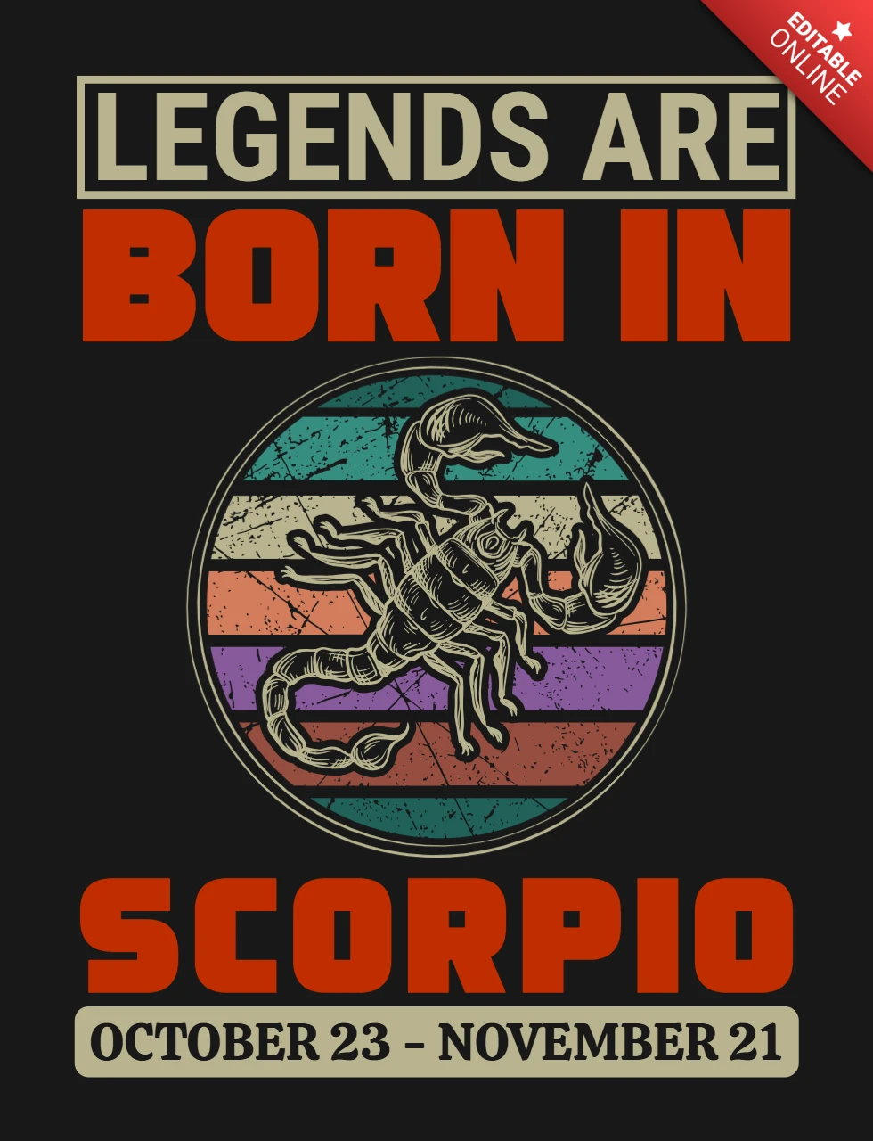 Legend are born in scorpio zodiac sign t-shirt design template