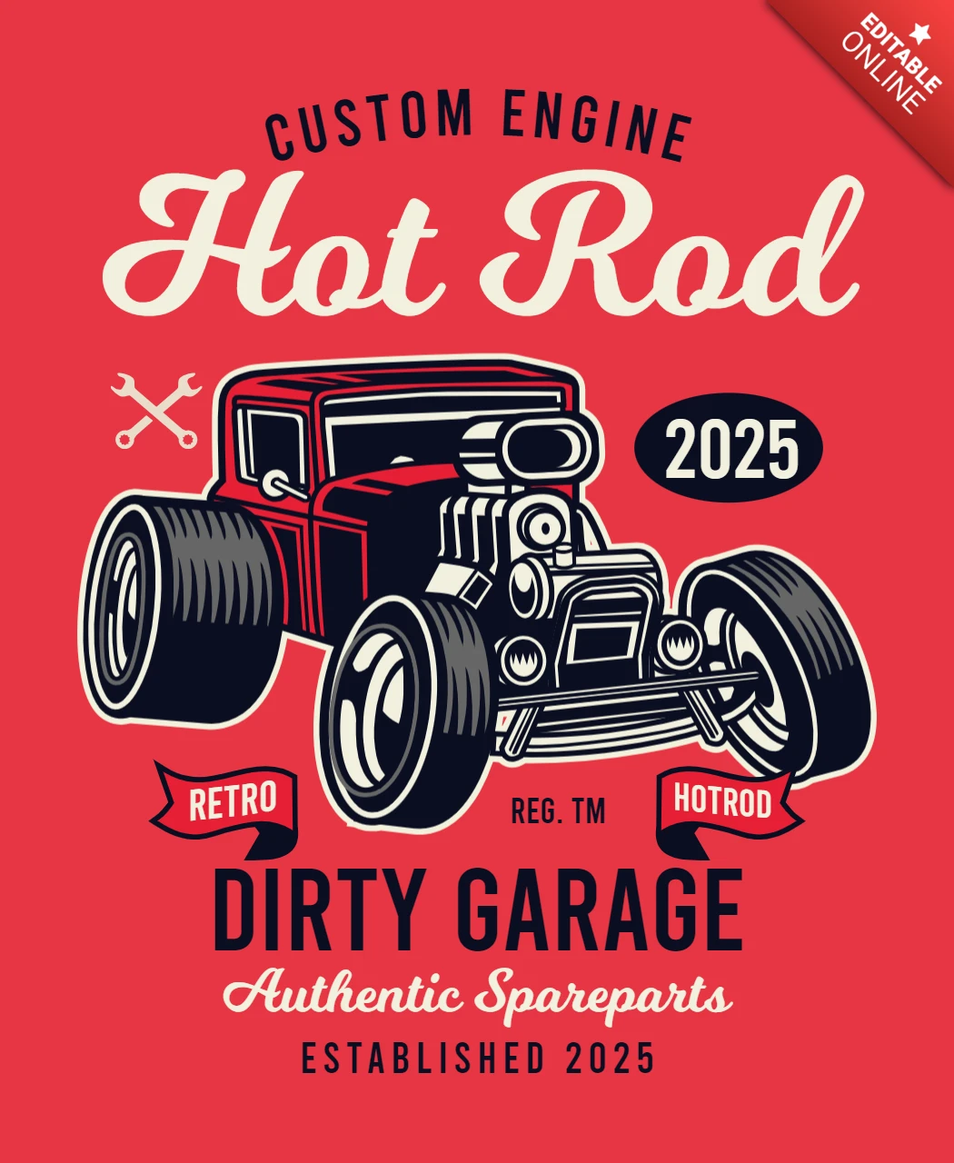 Modèle de t-shirt rétro hot rod