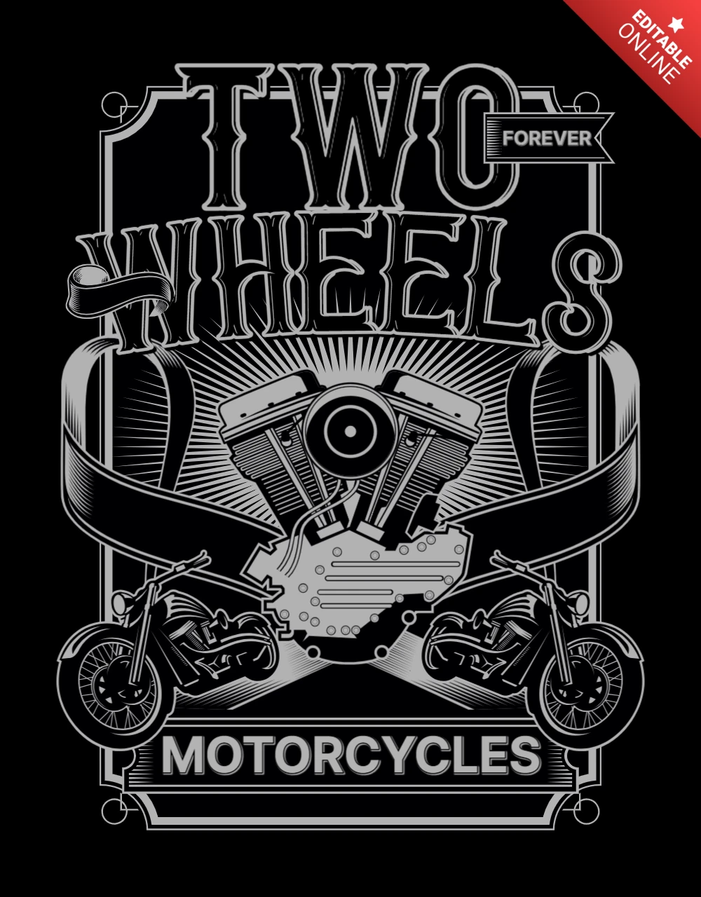 Two Wheels Motorcycles T-shirt Design Template