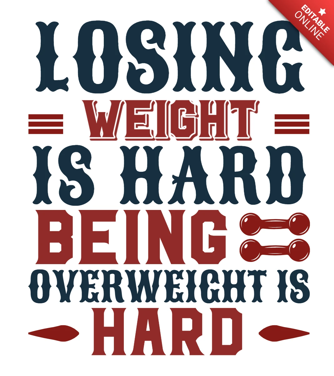 Vintage Typography Design Template for Weight Loss Motivation Poster