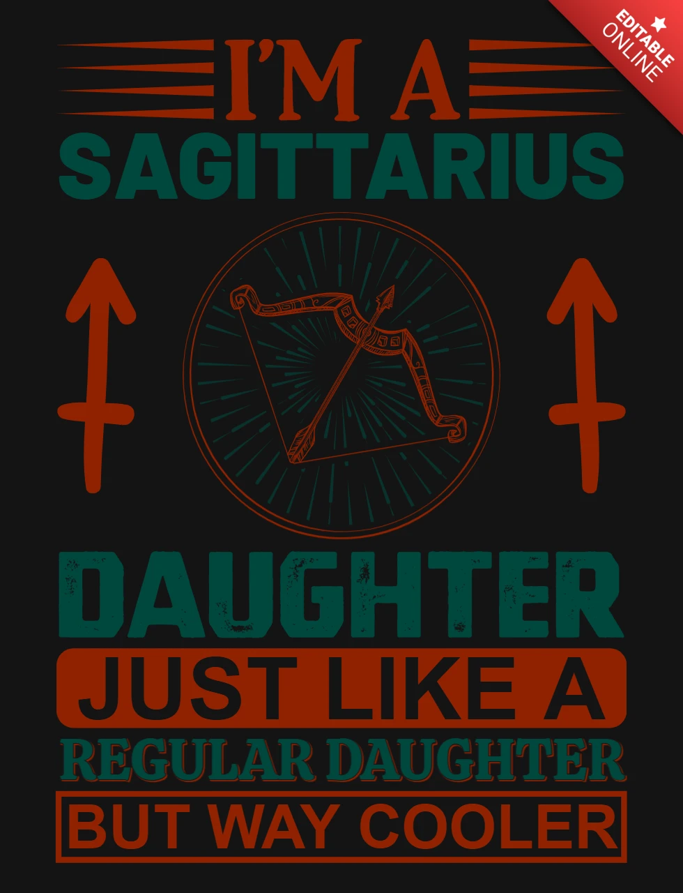 Modelo de design de camiseta com o signo do zodíaco "Sou filha de sagitário