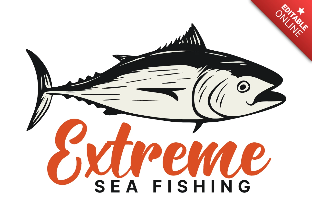 Extreme Sea Fishing Logo Design Template