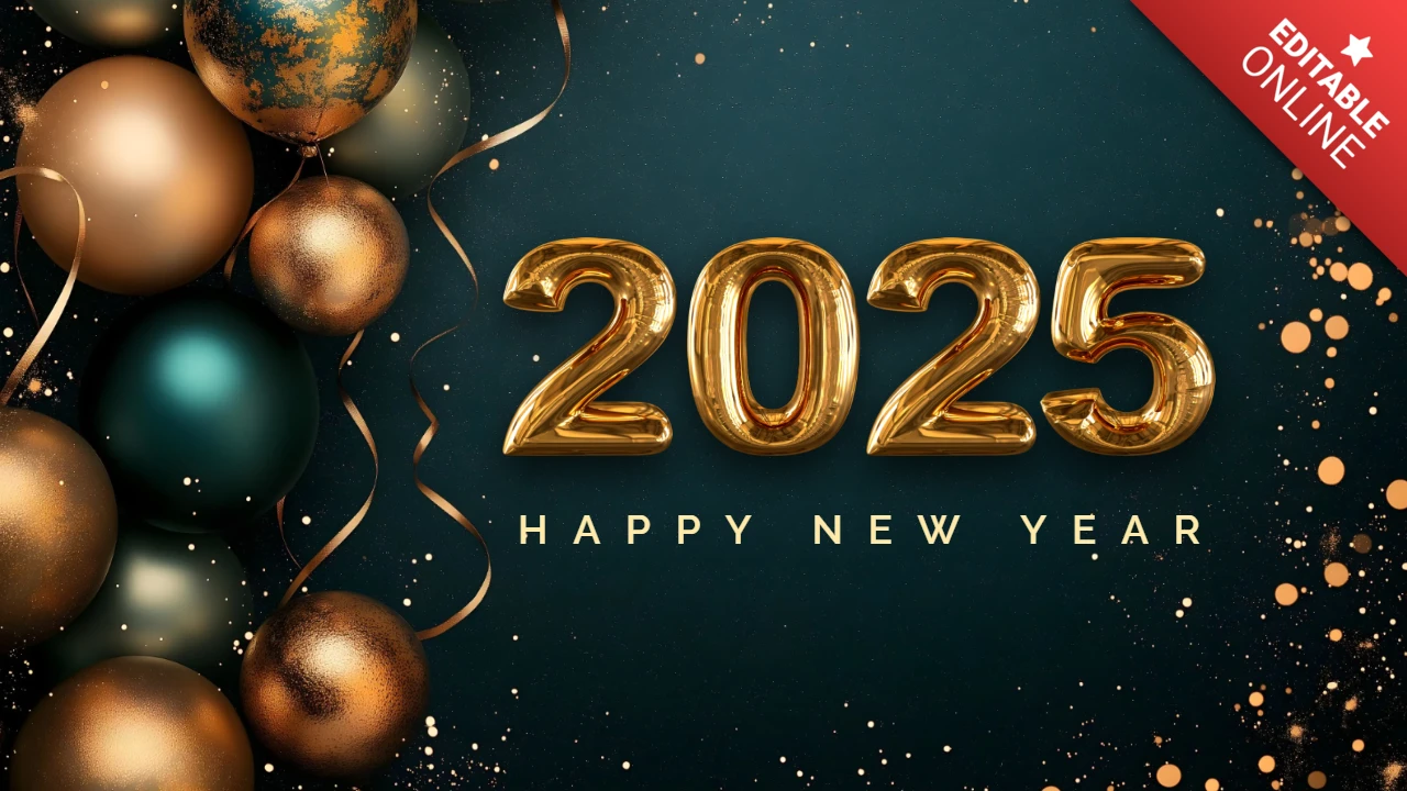 Golden Luxury New Year 2025 Celebration Design Template