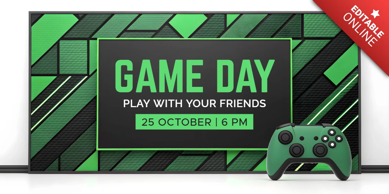 Game Day Invitation Template with Gaming Controller Design