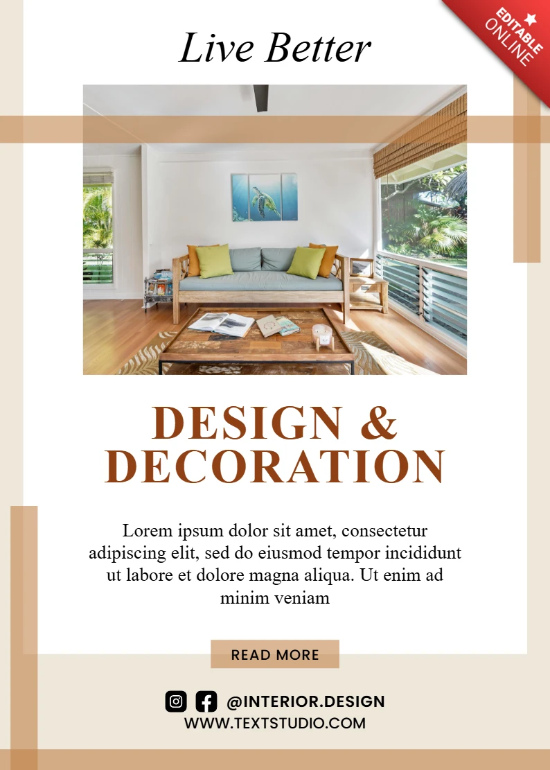 Modèle de design d'intérieur moderne pour brochure de décoration d'intérieur