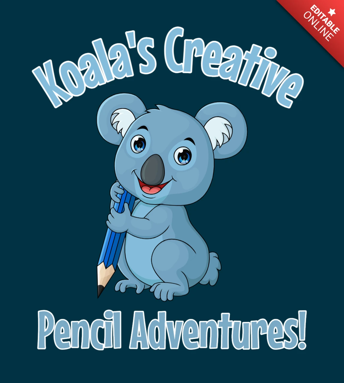 Plantilla de diseño de aventuras creativas a lápiz de Koala para niños