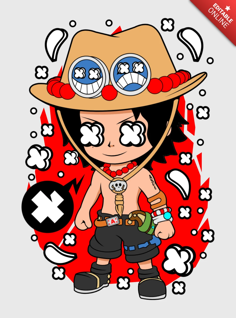 Modèle de conception d'affiche de culture pop de personnage de dessin animé One Piece de Portgas