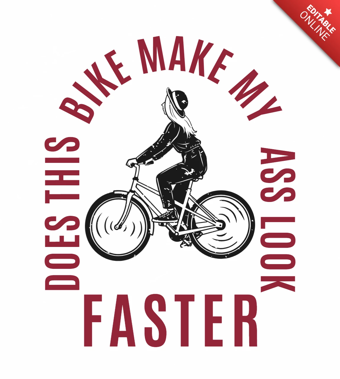 Meisje fietsten vintage t-shirt ontwerpsjabloon