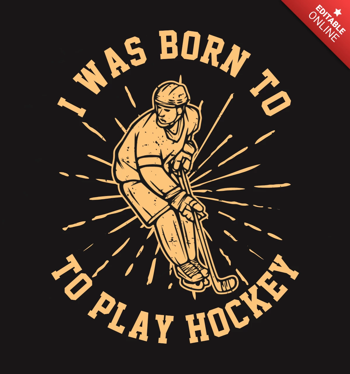 Born To Play Hockey Vintage T-shirt Design Template