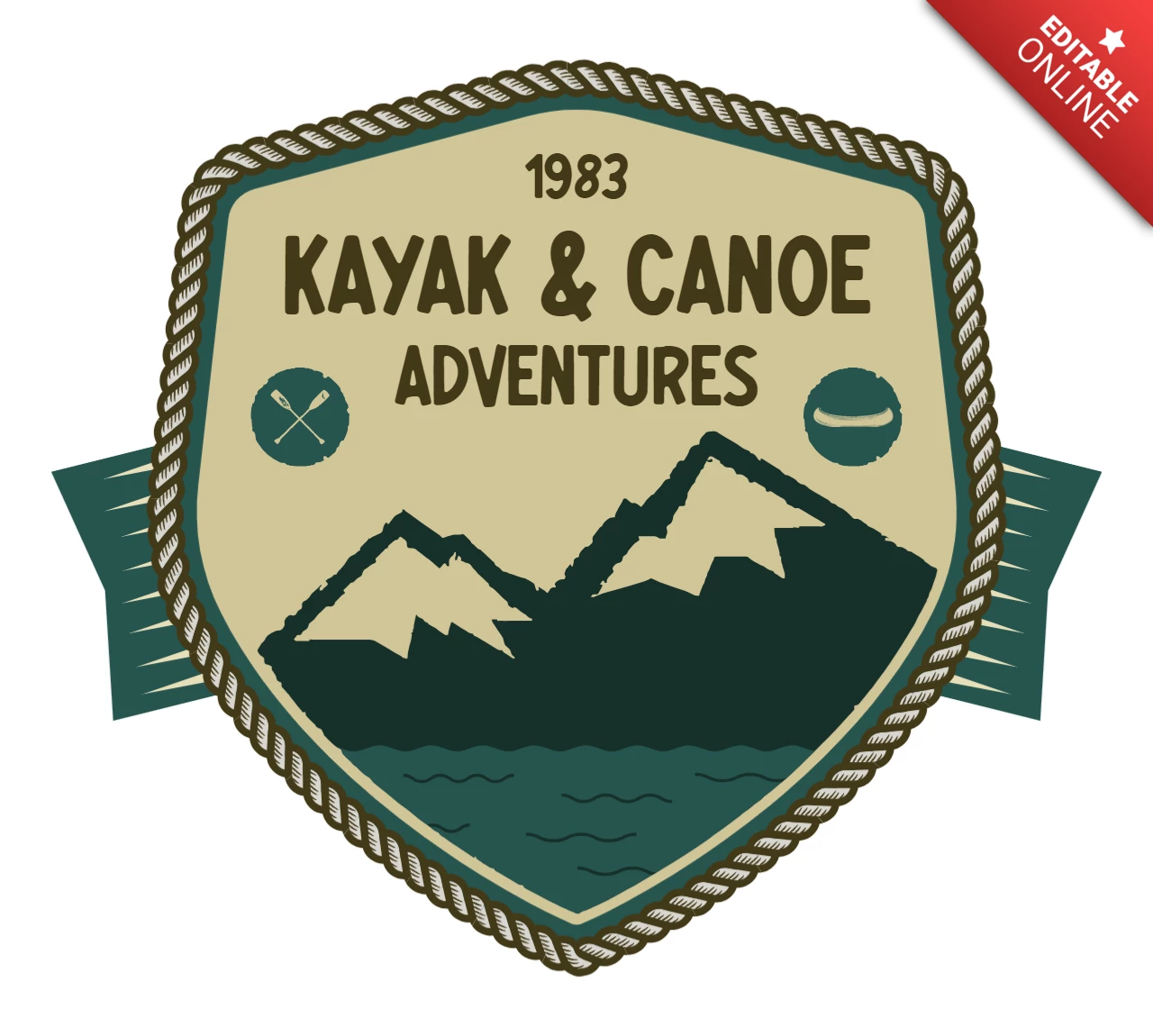 Modèle de badge pour les aventures en kayak et en canoë