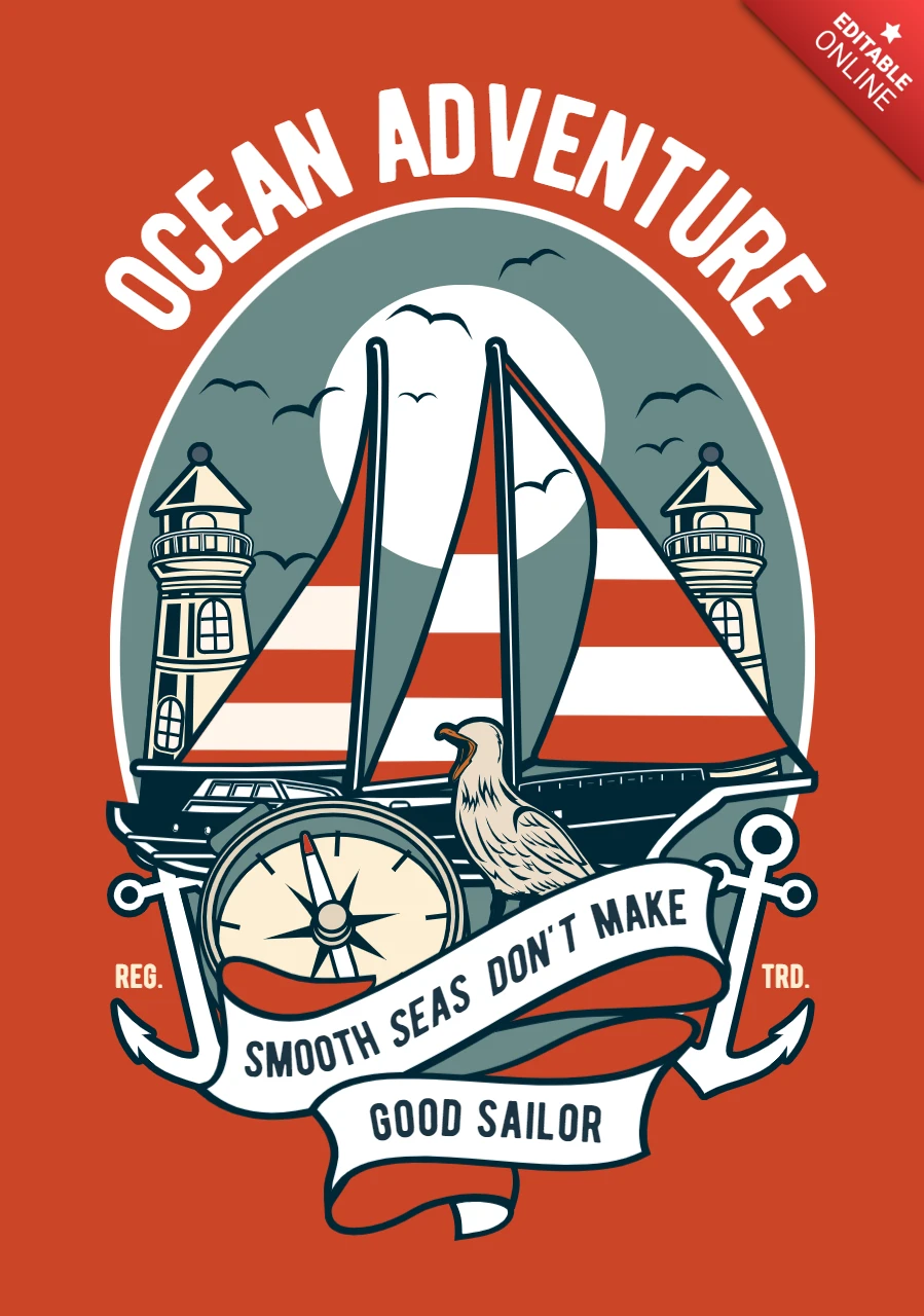 Modèle de t-shirt d'aventure océanique