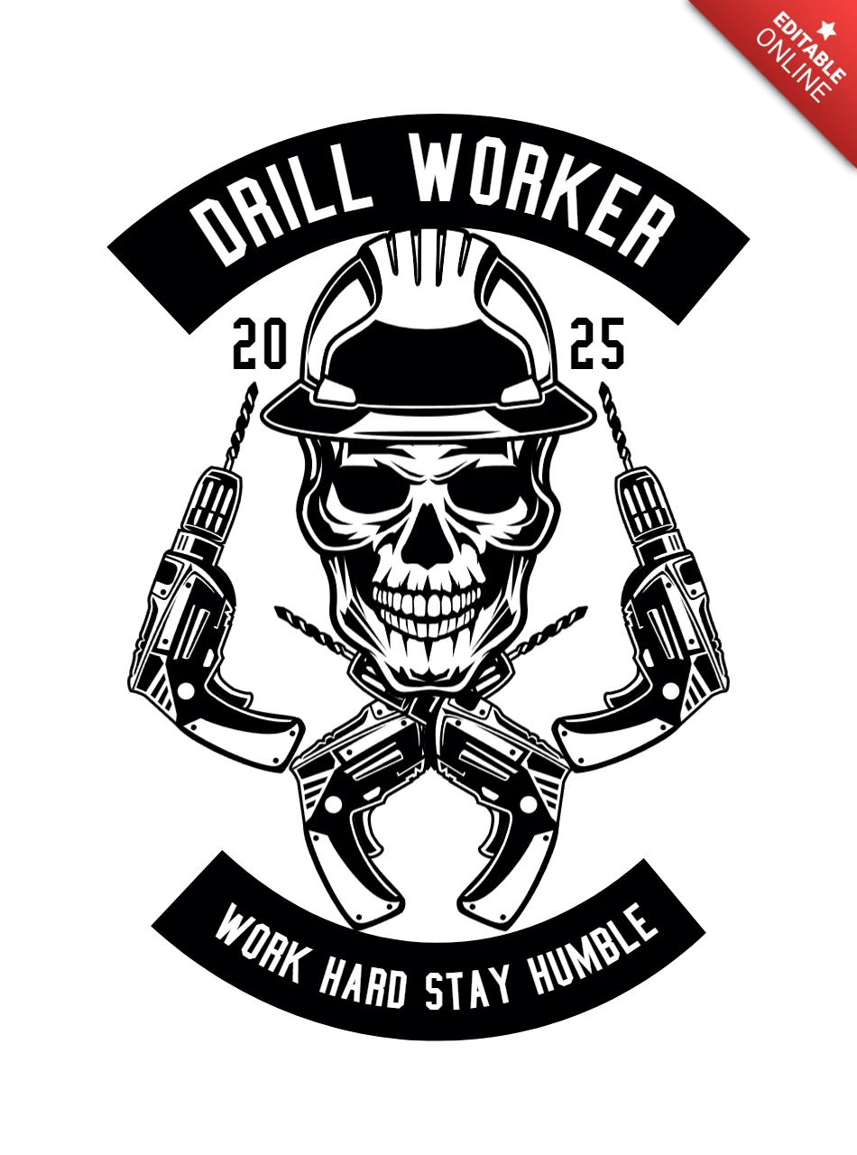 Modelo de design de camiseta com caveira de perfurador