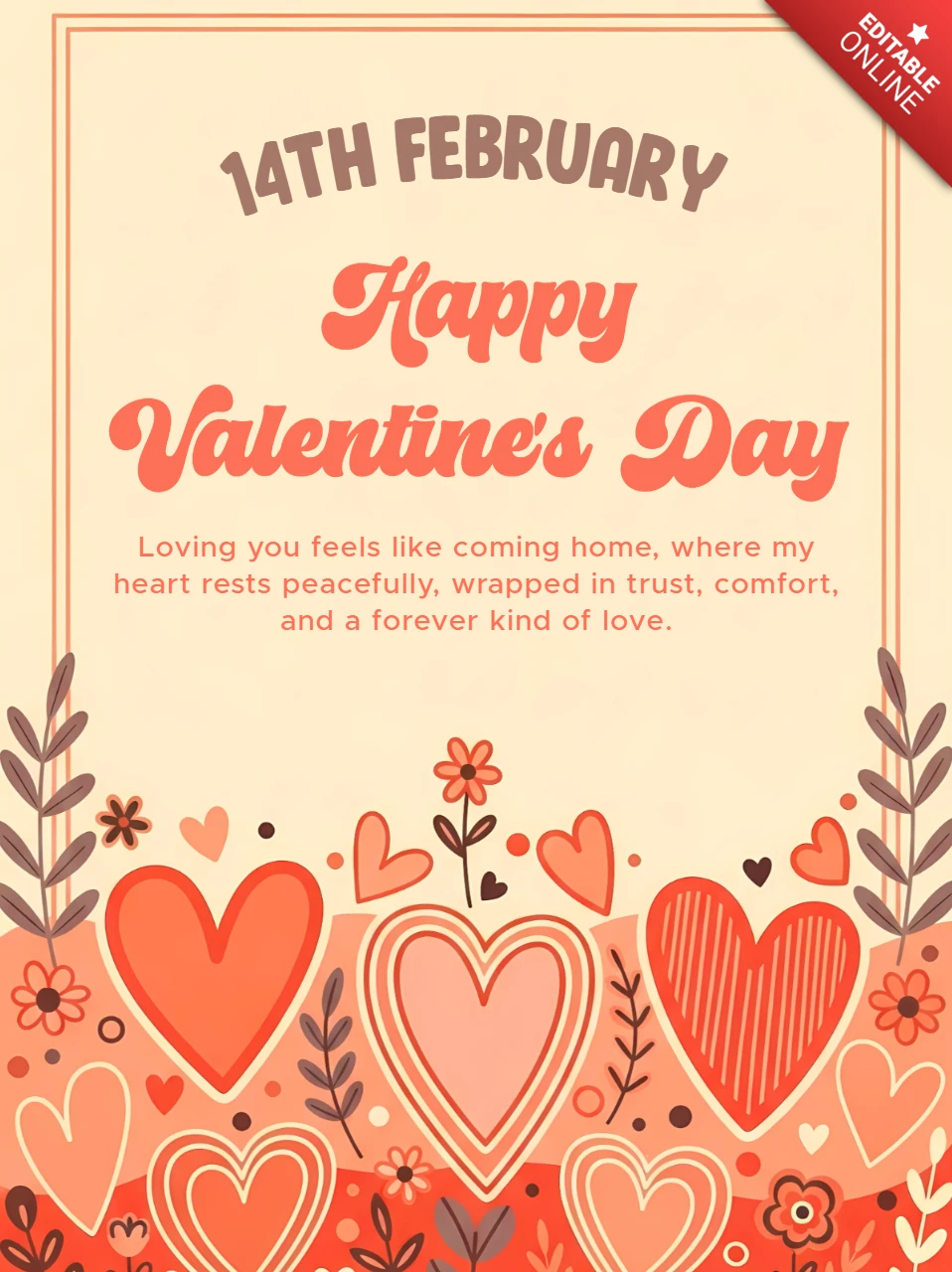 Plantilla de diseño de corazón para tarjetas de felicitación del Día de San Valentín