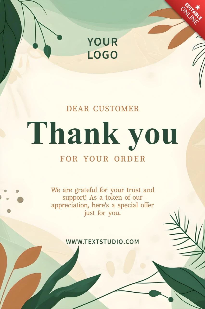Soft Color Green Floral Thank You Card Template