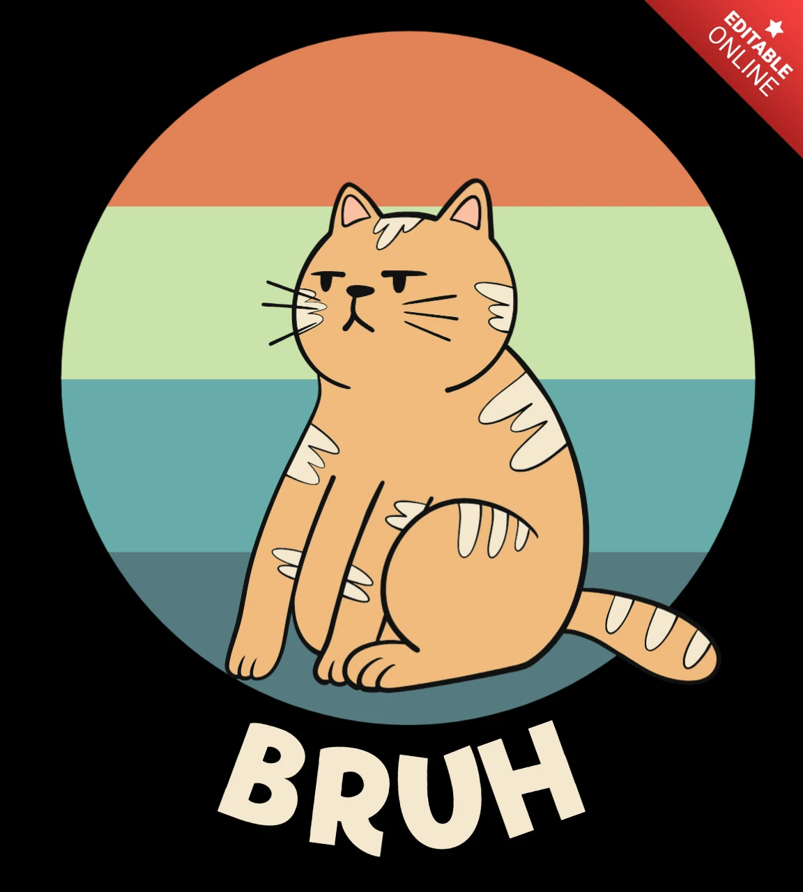 Grumpy Cat Illustrationsdesign-Vorlage für T-Shirts mit retro Farbpalette