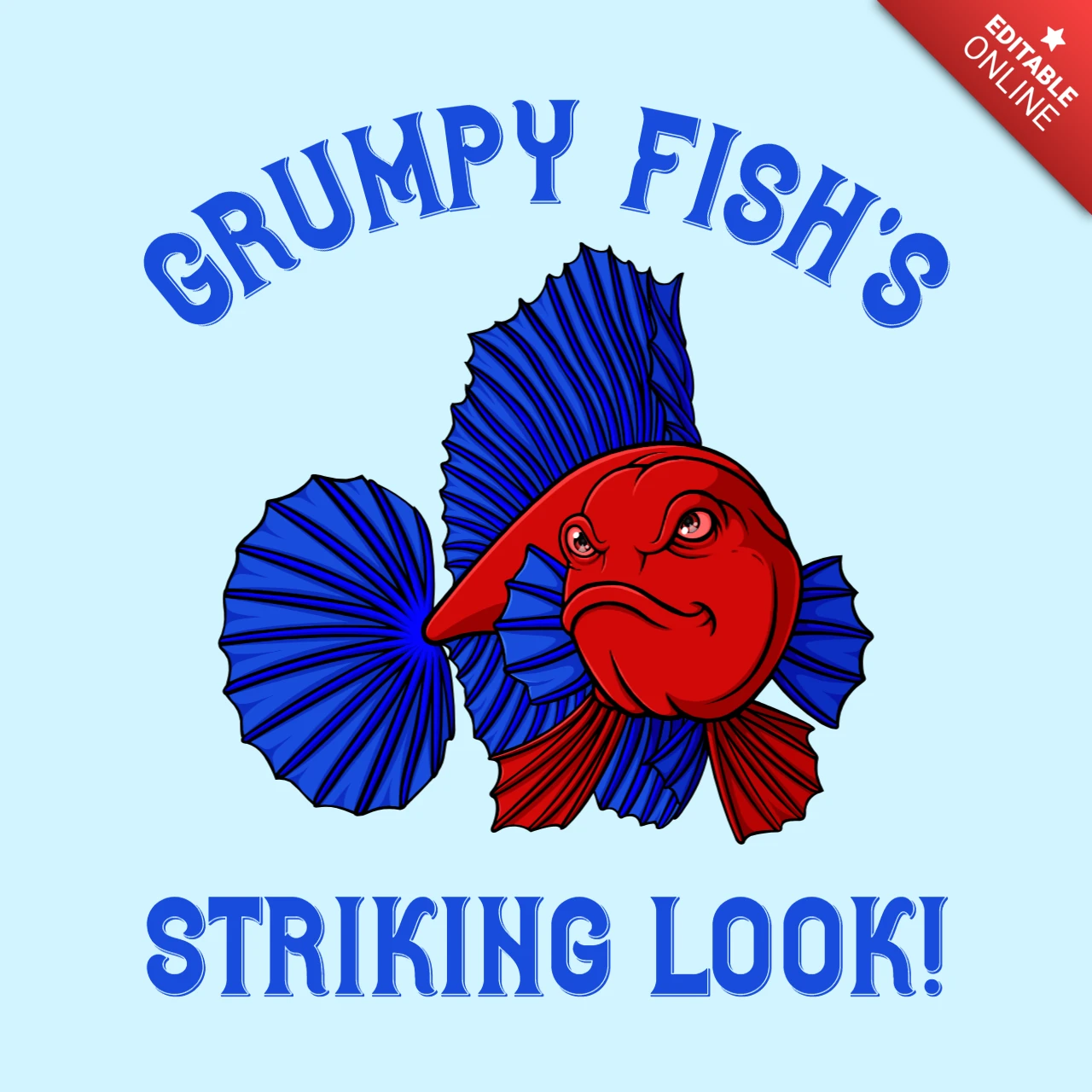 Grumpy Fish Design Vorlage: fett und bunt cartoonish künstlerischen Stil