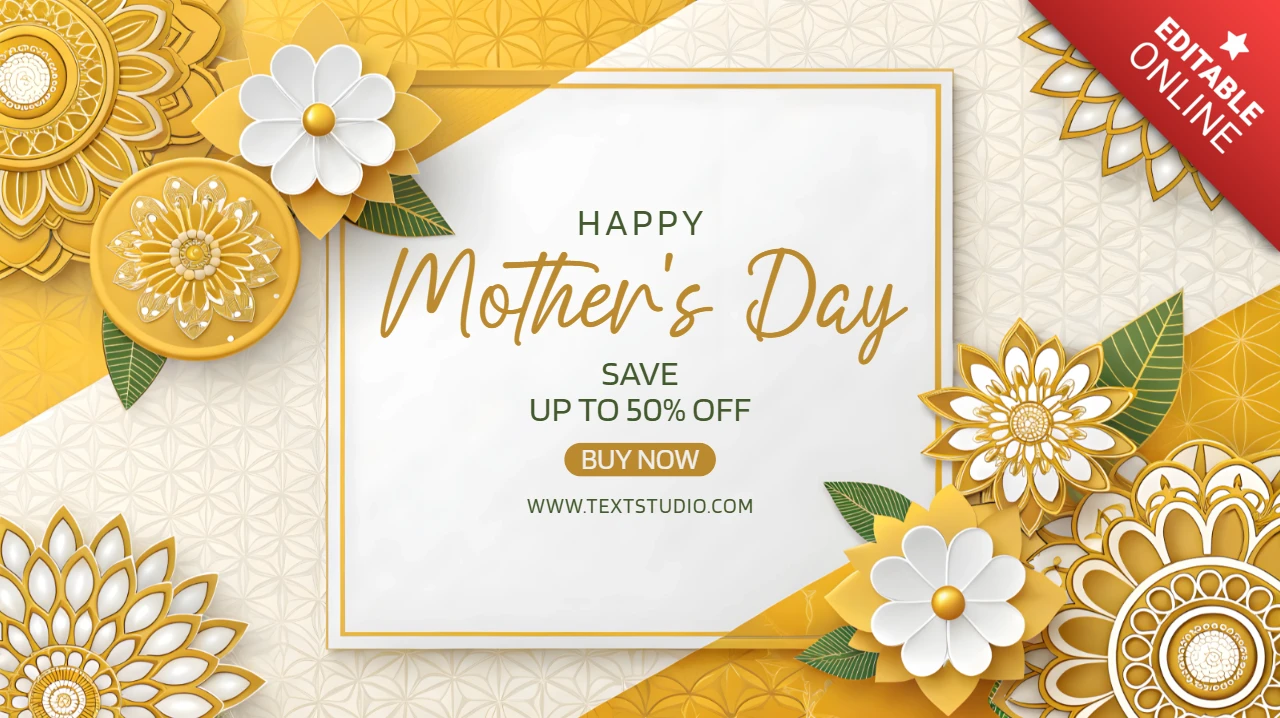 Design de modelo promocional elegante para o Dia das Mães com elementos florais