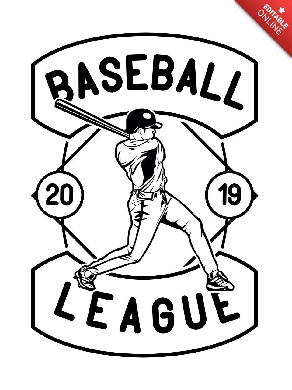 Baseball League Character T-Shirt Design Template