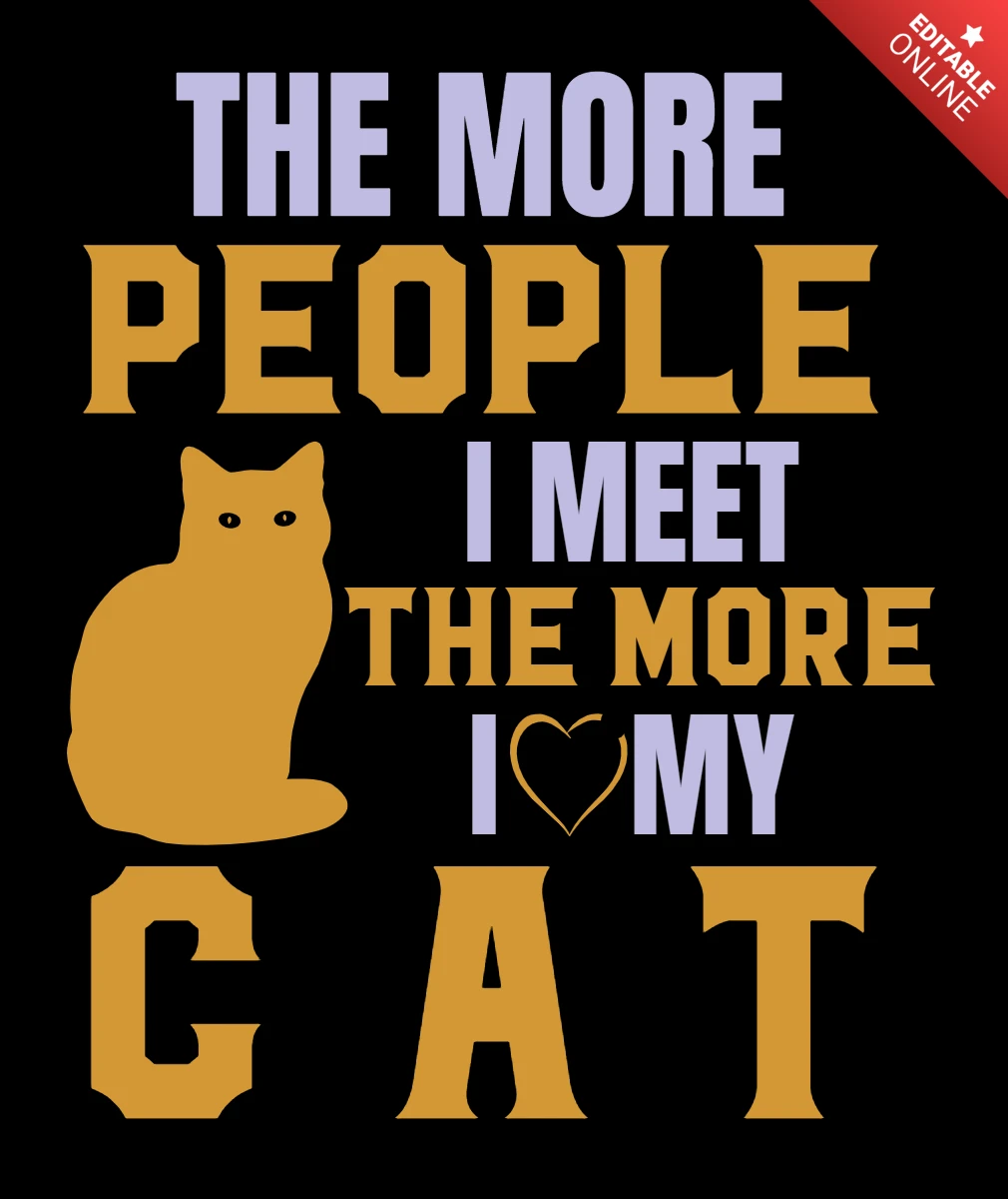 Modèle de typographie de l'amour du chat enjoué
