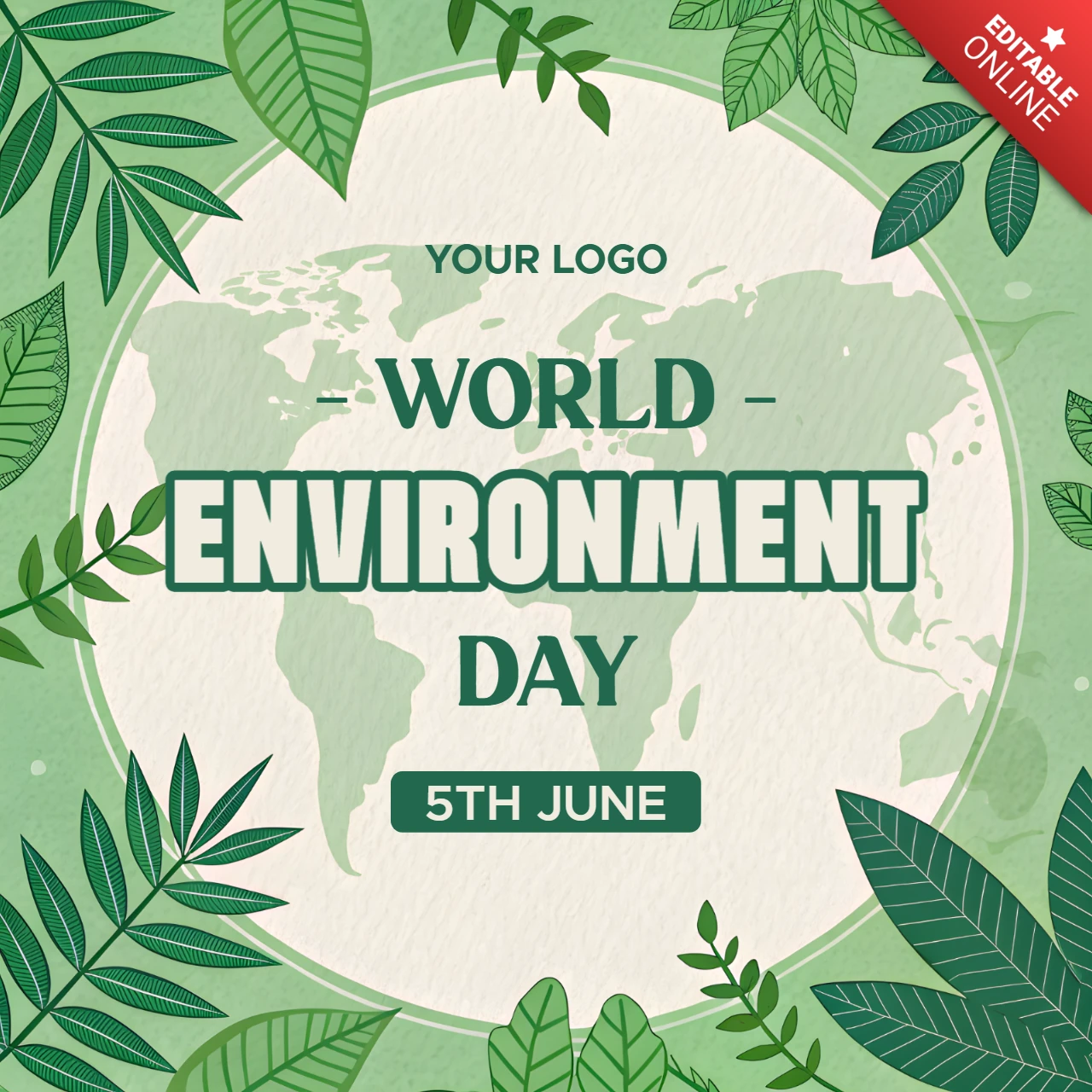 Modèle de design pour la journée mondiale de l'environnement éco-responsable avec motif de feuille