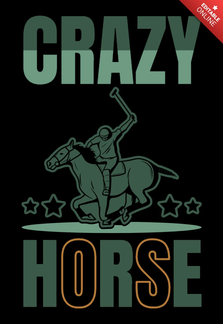 Conception de t-shirt de course de chevaux Crazy horse polo power ride, swing, win !