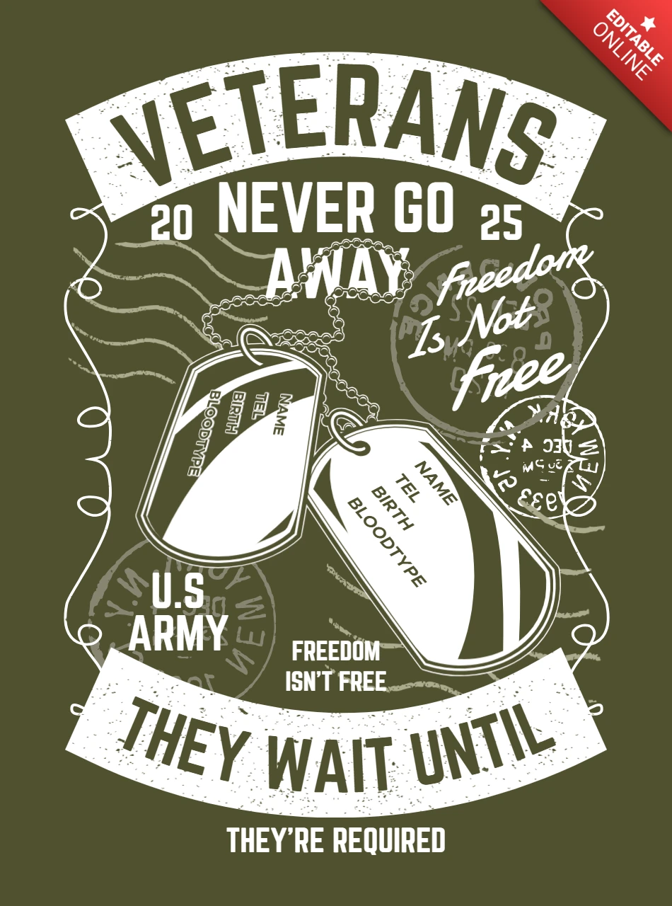 Army Veterans Vintage T-shirt Design Template