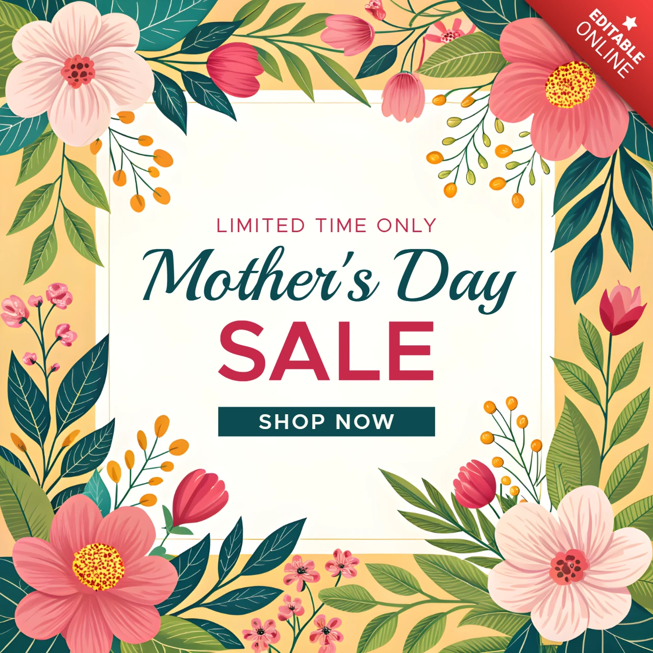 Plantilla de venta floral para el día de la madre | diseño editable para promociones