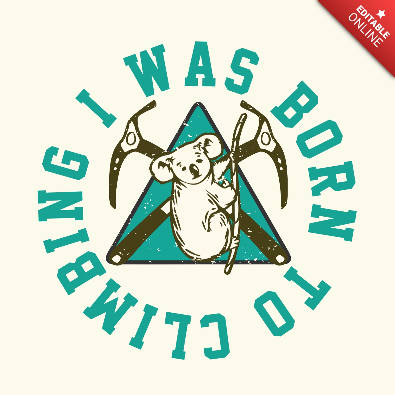Vintage Koala Climbing Logo Design Template