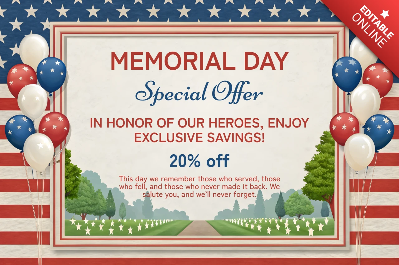 Patriotic Memorial Day Sale Template - Festive Design for Special Offers
