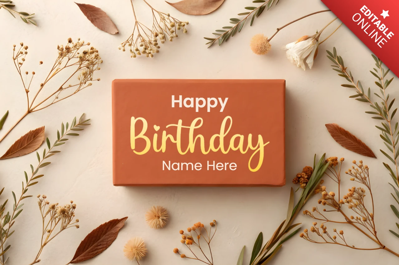 Elegant Floral Birthday Template Design with Customizable Name
