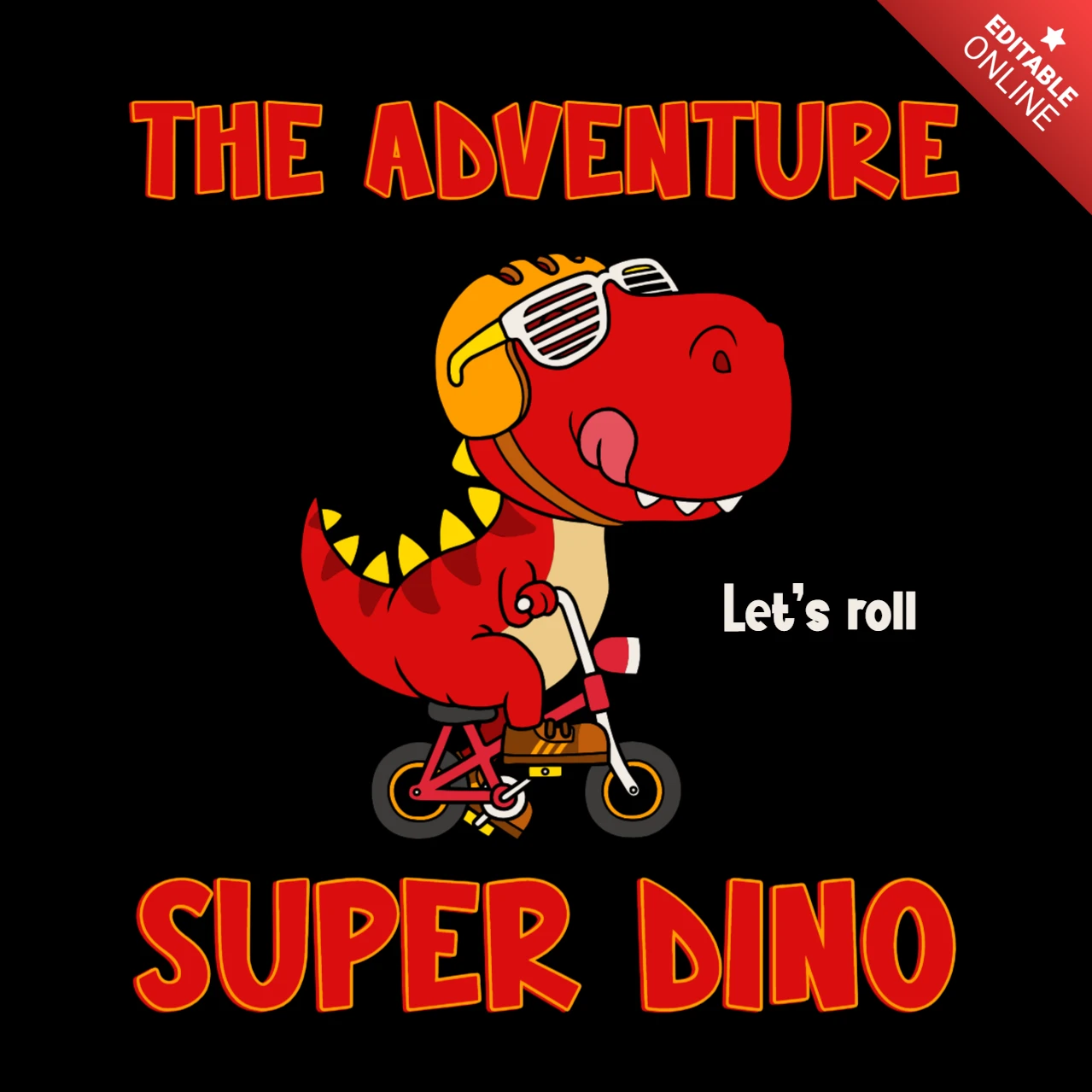 Modelo de dino de bicicleta aventureiro para design de roupas infantis
