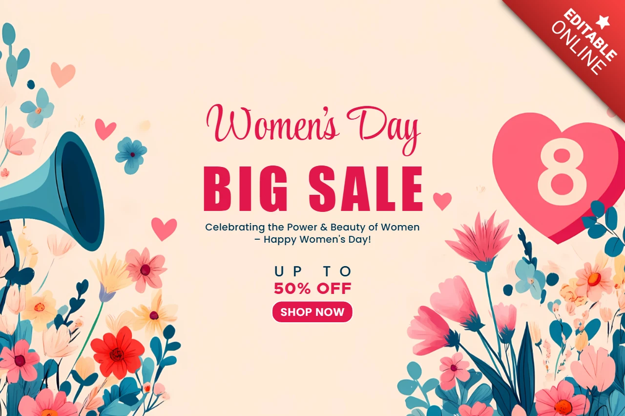 Women's Day Sale Design Template – Celebrate with 50% Off!