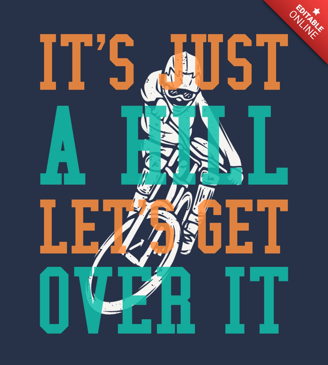 Plantilla de diseño de camiseta vintage de ciclista de montaña