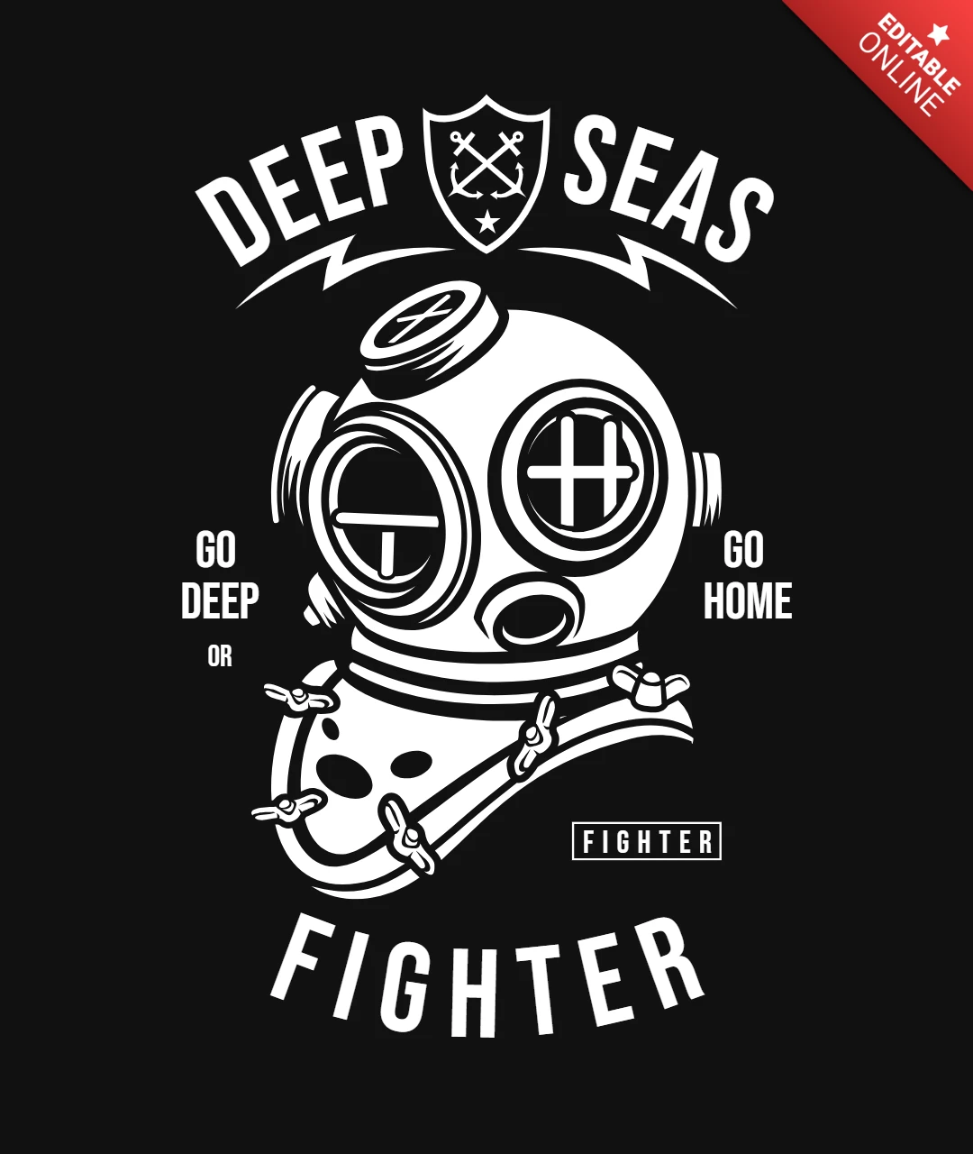 Modèle de conception de t-shirt de chasseur en haute mer