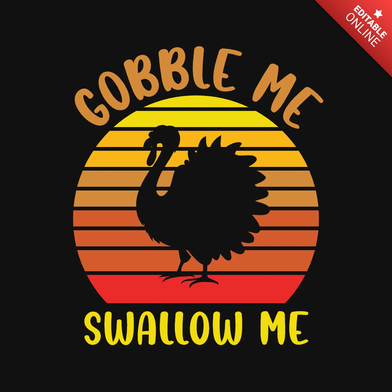 Modello di design per maglietta del Ringraziamento vintage Gobble Me Swallow